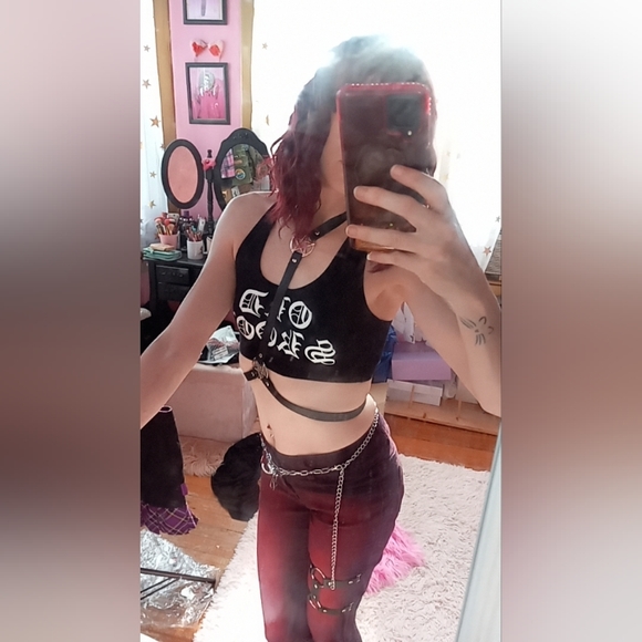 Dbl pentagram ⛧ chest harness! Sexy gothic aesthetic nwot - Picture 2 of 3